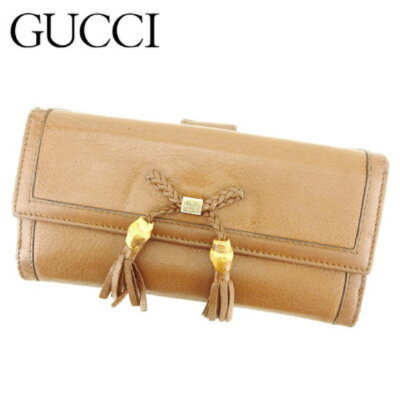 Gucci Handbags - Gucci long Wallet ribbon motif bamboo tassel brown beige leather accessory